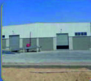 Exterior industrial facade with loading openings