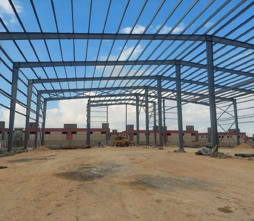 Interior view of the steel frame as construction progresses