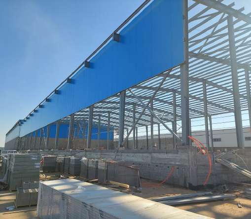 Project interior after most of the structural frame is in place